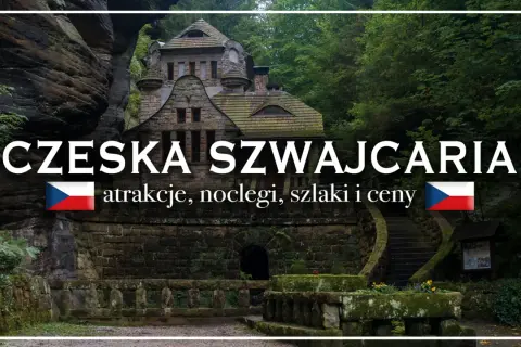 Kamienny zamek w otoczeniu zieleni, zapraszający do odkrywania atrakcji, noclegów i szlaków w **Czeskiej Szwajcarii**.