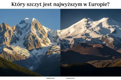 Dwa majestatyczne szczyty, jeden skalisty, drugi ośnieżony, rywalizują o miano najwyższego szczytu Europy.