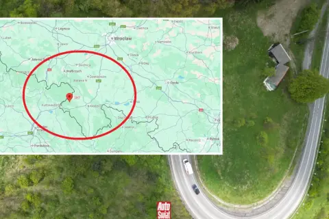 Mapa z zaznaczonym obszarem w okolicach Kłodzka i Kudowy-Zdroju, gdzie znajduje się droga stu zakrętów.
