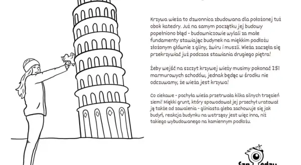 Dziewczyna z kotkiem przy Krzywej Wieży w Pizie. Poznaj ciekawostki o jej budowie i przetrwaniu trzęsień ziemi.